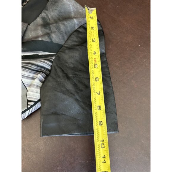 Helmut Lang Colorblock Leather & Print Short Sleeve Dress With Back Zip Closure - Picture 11 of 11